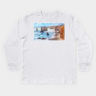 12 Apolstles Great Ocean Road Digital Painting Kids Long Sleeve T-Shirt